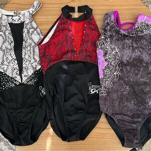 GK Simone Biles Gymnastics Leotard Set Lot- Snake, Red, Purple AS AXS small
